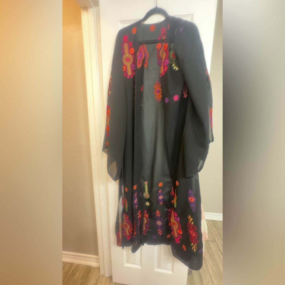 Palestinian Black Floral Embroidered Dress